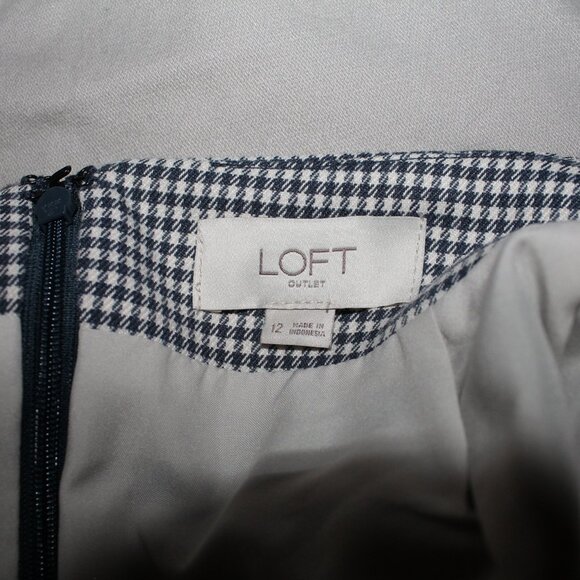 LOFT Women 12 Black White Checker Plaid Pocket Pencil Office Business Skirt - Picture 4 of 4